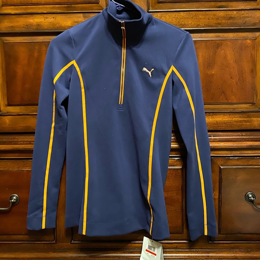 Puma navy and orange quarter zip